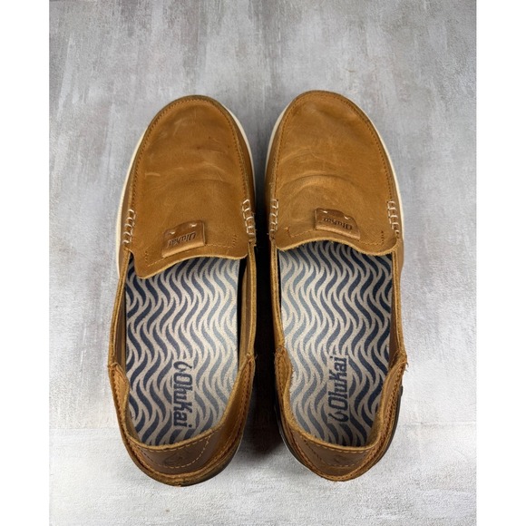 OluKai Kakaha Mens Leather Slip On Shoes Loafers Fox Brown 10490-FXFX Size 9 main image 4